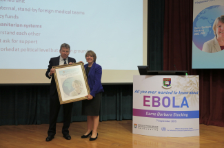 Gift presented by Professor Peter Mathieson, President and Vice-Chancellor of The University of Hong Kong, to Dame Barbara Stocking.